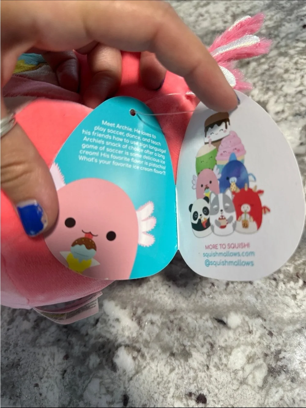 Squishmallows Pink Archie Axolotl Ice Cream Plush Toy